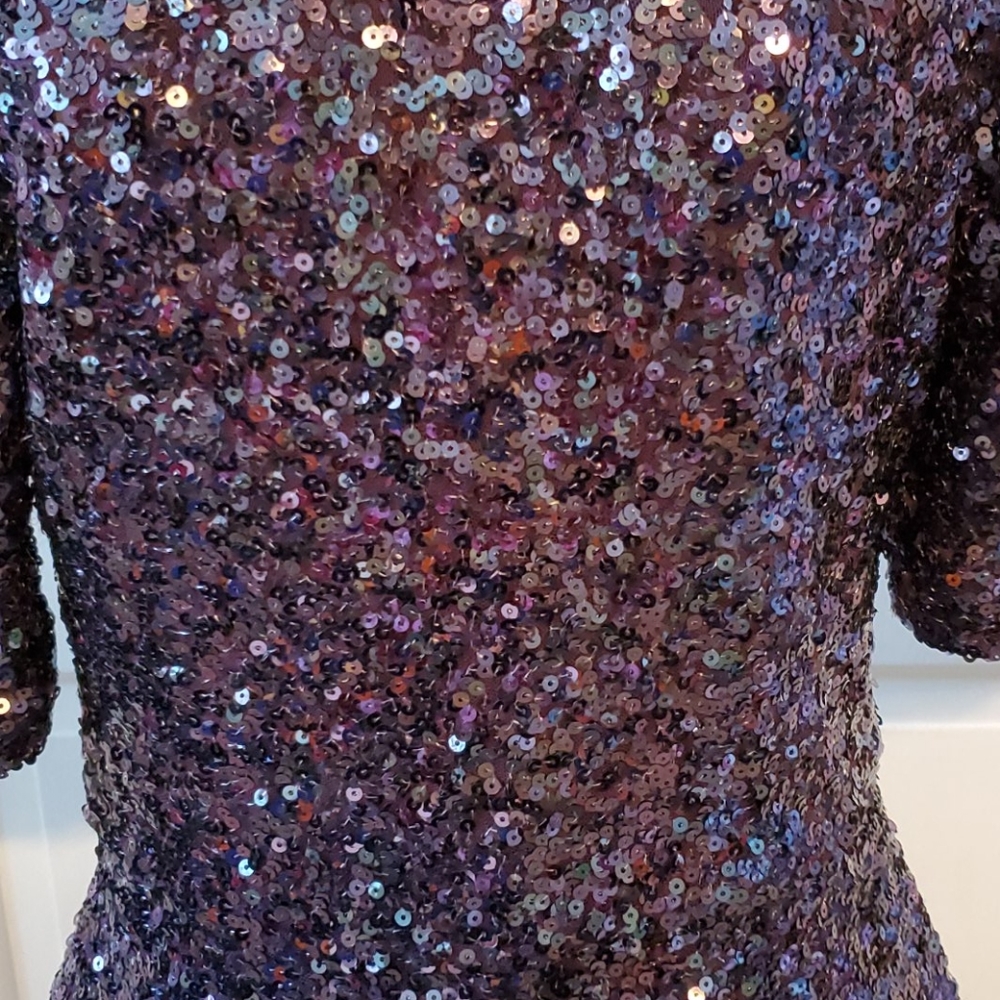 French Connection Purple Sequin Skater Dress - Picture 3 of 6